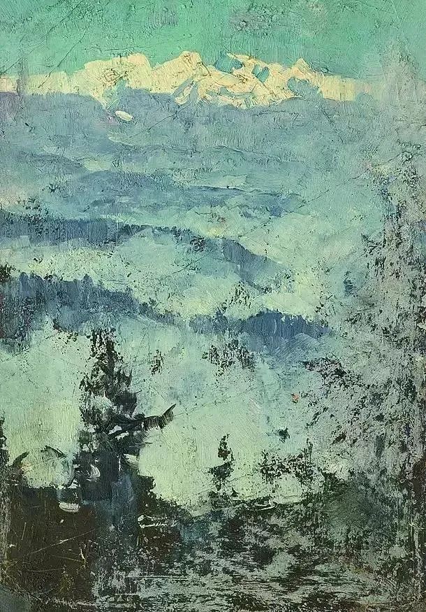 靳之林《长白林海之二》油画 1962年.jpg